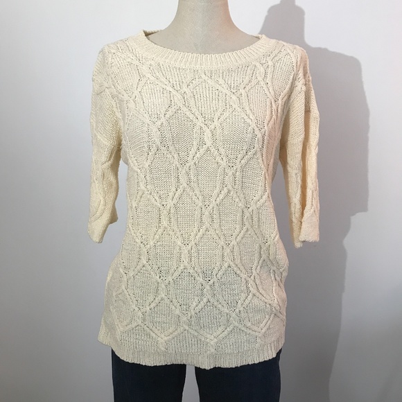 Zara - Cream Cable knit Shirt/Top - 3/4 sleeves- S - Picture 6 of 7
